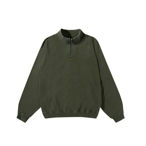 pstuiky camisas de manga larga para hombre, Blusa informal de manga larga con cuello alto y cremallera lisa para hombre salir tops xl