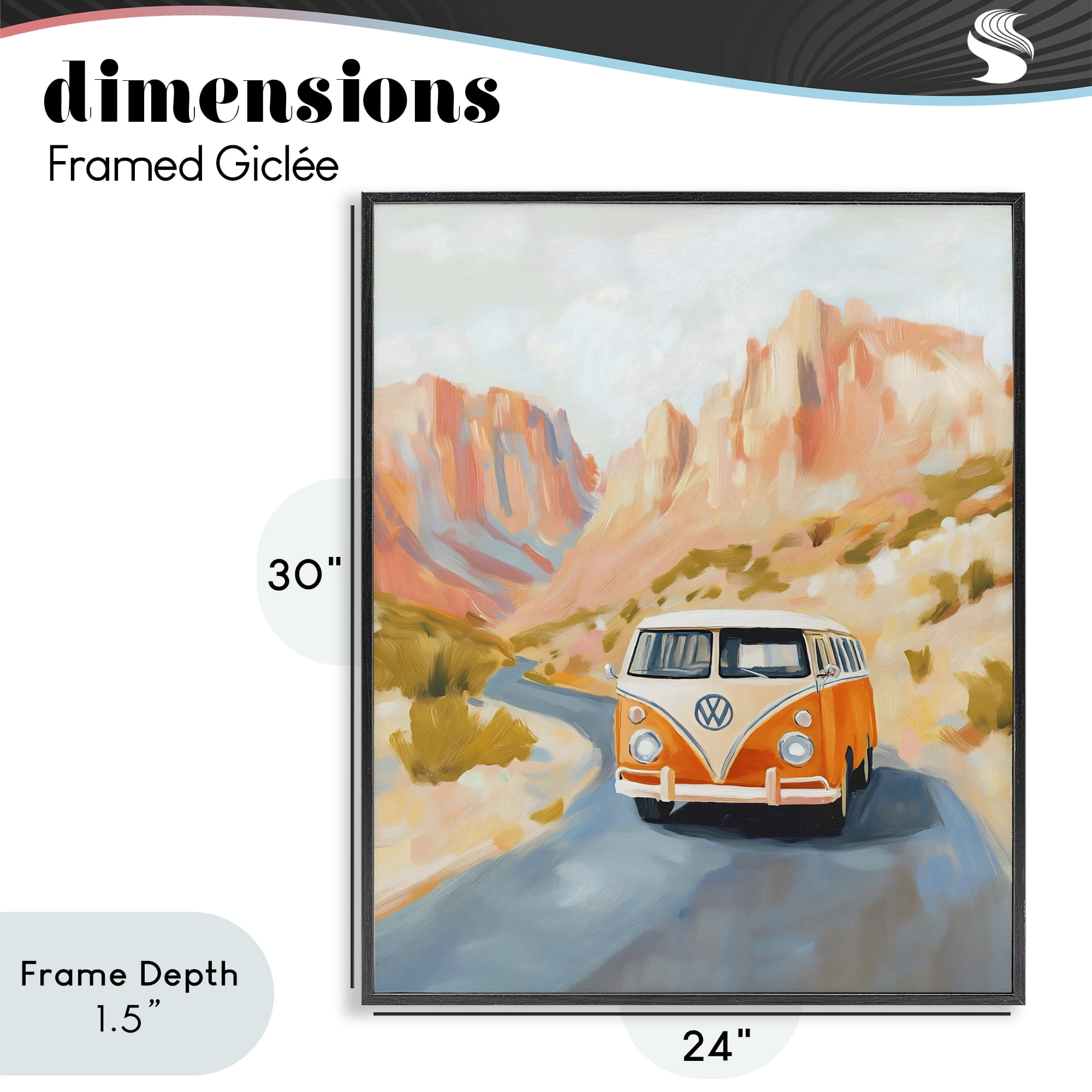 Stupell Industries Van Life Desert Canyon Black Framed Giclee Art, design by The Prints Vibe