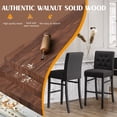 thumbnail image 3 of 30" Counter Height Bar Stools Set of 2 with Back Fabric Modern Bar Chairs Barstools with Seat Height Upholstered Button Tufted Wooden Island Stools for Kitchen Counter Dining Room (2,Charcoal), 3 of 8