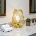 thumbnail image 2 of 7.8''H Cage Shape Cordless Table Lamp with Fairy Lights Bulb (Gold), 2 of 7