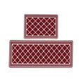 thumbnail image 2 of Non-Slip Kitchen Rug Set of 2, Cushioned Anti-Fatigue Floor Mats for Kitchen, Waterproof Washable Carpet Runner, Burgundy Red Lattice Design for Home, Office, Laundry Room, 2 of 7