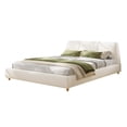 thumbnail image 4 of Lit Rembourré Moderne Minimaliste, Format Grand Lit, avec Tête de Lit Douce, Tissu en Lin, Sans Espace de Rangement, Matelas Non Inclus, Beige, 4 of 12