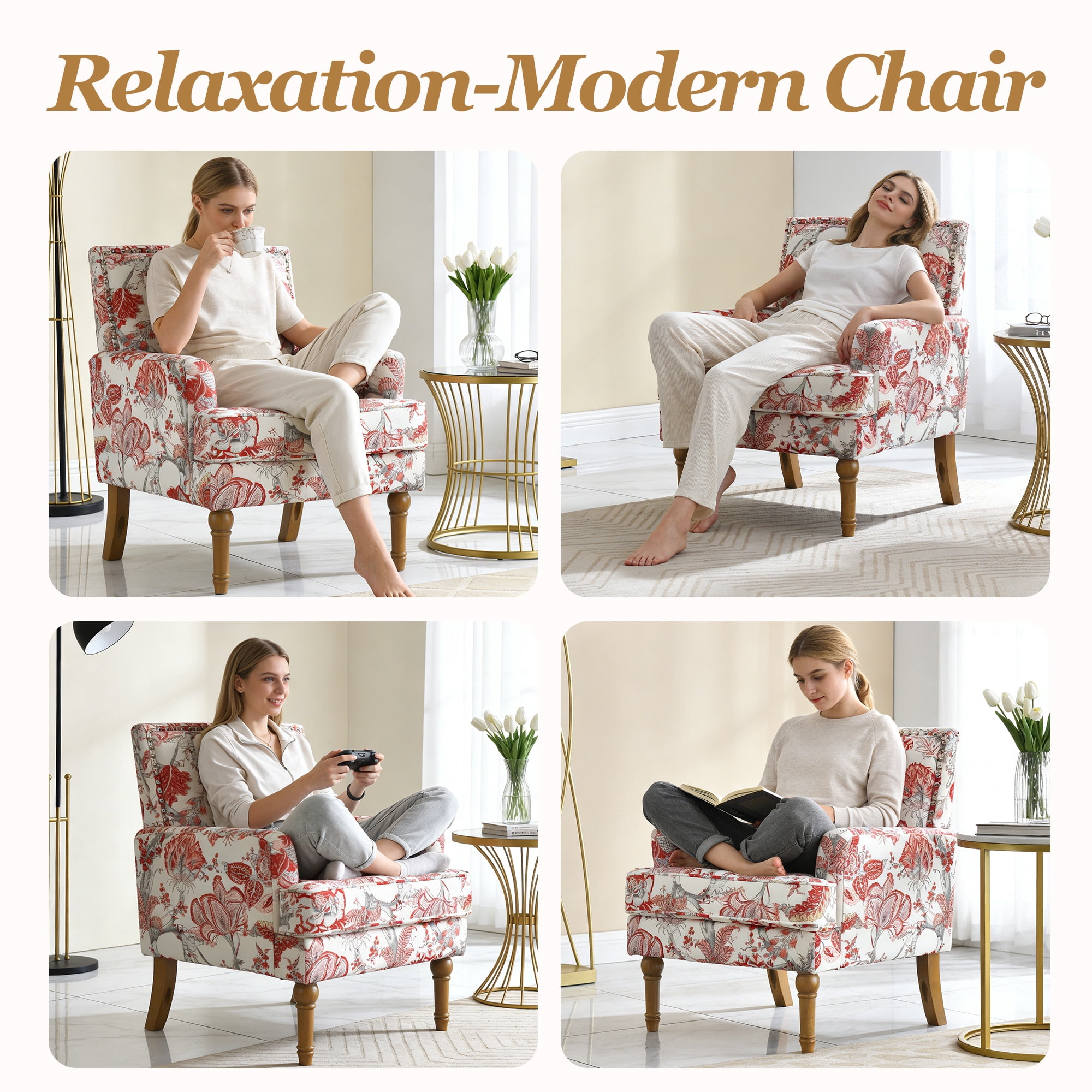 MOONMISS Accent Chair for Living Room,Red
