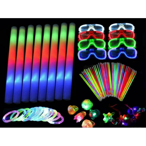 250 Pieces LED Light Up Foam Sticks Set Flashing Glow in the Dark Party