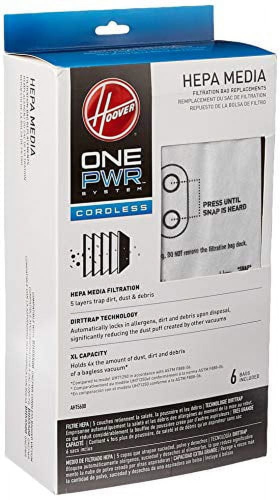 Hoover HEPA Replacement Bags for ONEPWR Cordless Upright Vacuum Cleaner, White