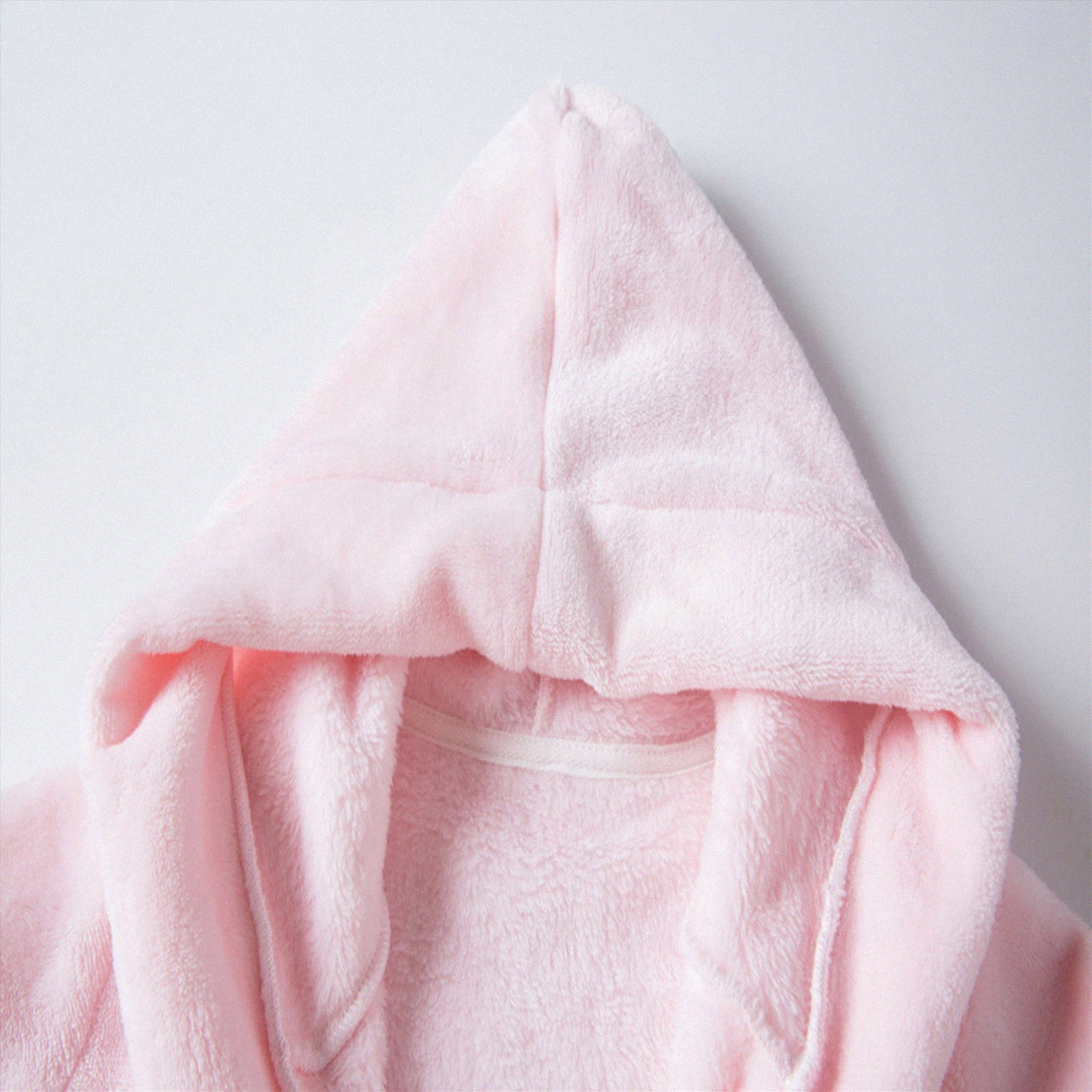 Bata de baño larga de kimono con capucha y espiga, forro polar suave para niños y niñas, ropa de dormir cómoda (H339-rosa claro) 8