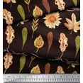 thumbnail image 3 of Soimoi Brown Velvet Fabric Sunflower & Autumn Leaves Print Fabric by Yard 58 Inch Wide, 3 of 3