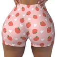 thumbnail image 2 of Daiia Strawberry Pattern Women's Workout Shorts Biker Shorts - High Waisted Workout Spandex Tummy Control Gym Running Yoga Shorts-X-Large, 2 of 8