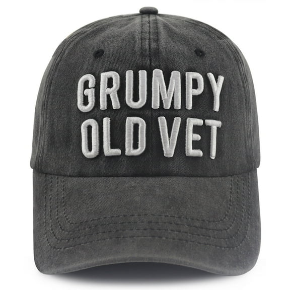 Gomcdlwn Grumpy Old Vet Hat for Men Women, Funny Adjustable Cotton 3D Embroidered Army Military Veteran Baseball Cap