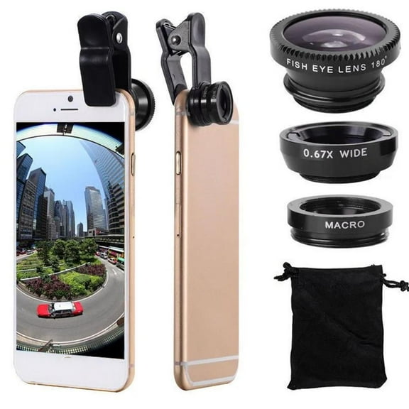 QHUDLV Clip‑On Phone Camera Lens,Wide Angle & Fisheye Kit