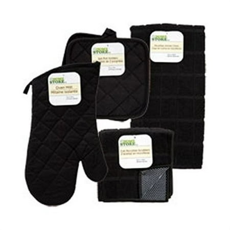

the home store black windowpane pattern kitchen linens collection