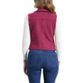 thumbnail image 3 of INSPIRE CHIC Women's Casual Faux Suede Sleeveless Short Biker Vest Jacket S Light Burgundy, 3 of 6