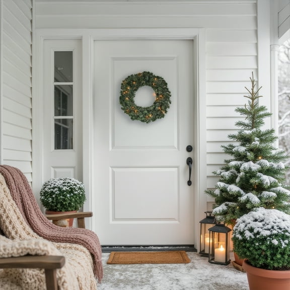 Northlight 24" Prelit Canadian Pine Artificial Christmas Wreath - Clear Lights