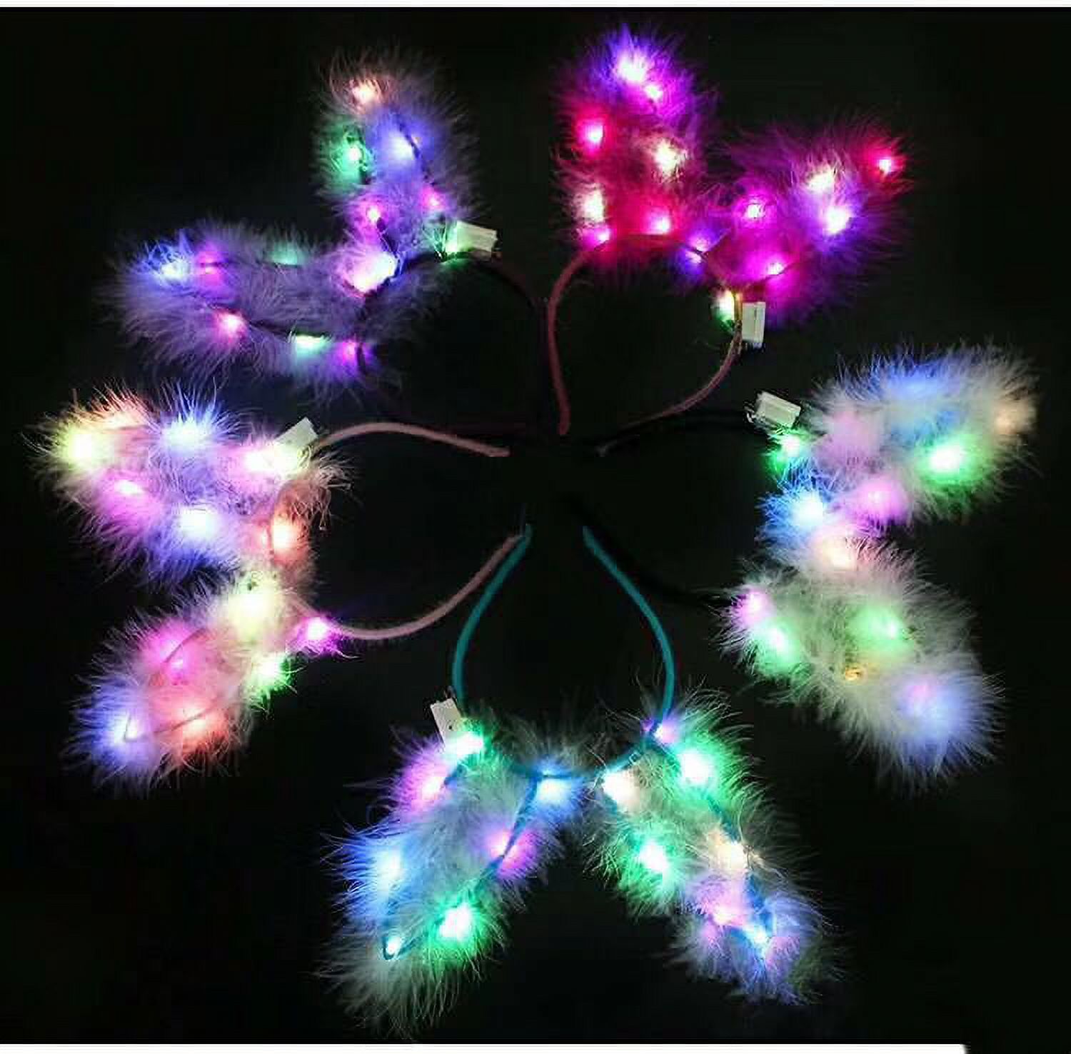 EARENT Christmas LED Bunny Headbands Light Up Rabbit Ears Hair Hoops LED Bunny Ear Headband, Plush Light Up Rabbit Ears Headband  main image 2