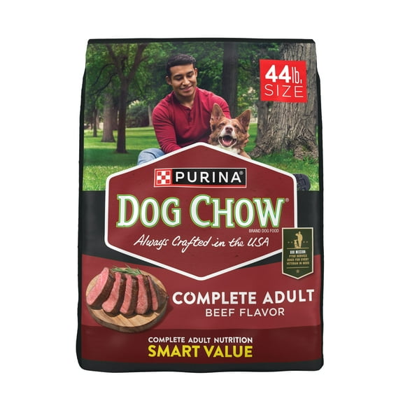 Purina Dog Chow Complete Adult Dry Dog Food for Adult Dogs, Kibble Beef Flavor, 44 lb Bag