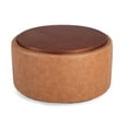 thumbnail image 3 of Christopher Knight Home 30" Round Storage Ottoman with Wheels, Removable Wood Lid, Brown, 3 of 8