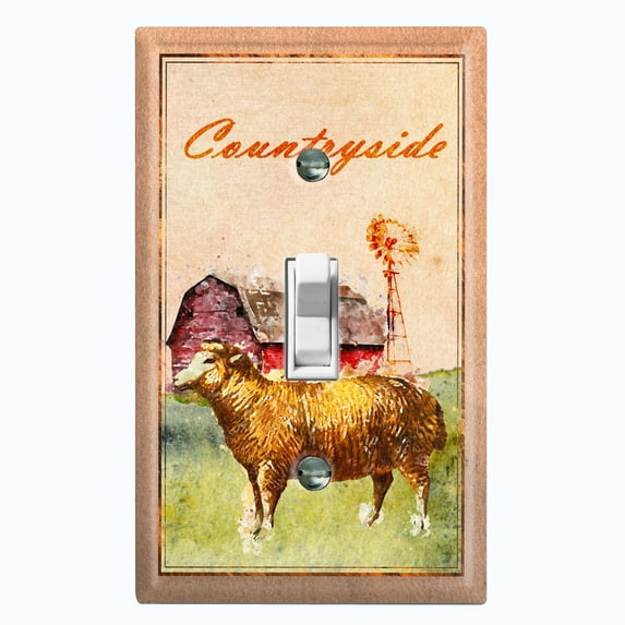 Metal Light Switch Plate Cover Countryside Sheep Animal Farm ANM008