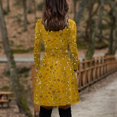 thumbnail image 3 of GZWYHT Dresses for Women 2025,Midi Dresses Women V Neck Manches Long Sleeve Robe Retro Elegant Party Club Casual Dress Floral Dress,Boho Dresses,Yellow Dress,Long Sleeve Dress S, 3 of 8
