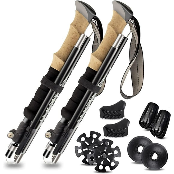 Trekking Poles 2 PCS Telescopic Trekking Poles Aluminum Alloy Nordic Poles Adjustable Length 36-130cm Black Ultra-light, shockproof and non-slip trekking poles, ideal for hiking, camping, skiing...