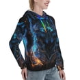 thumbnail image 6 of Lsque Cool Blue Light Wolf Pattern Casual Women's Hoodie,Hooded Sweatshirt with Kangaroo Pocket,Pullover Hoodie with Eye-catching Drawstrings-Small, 6 of 7