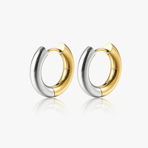 Gold and Silver Mixed Metal Chunky Hoop Earrings