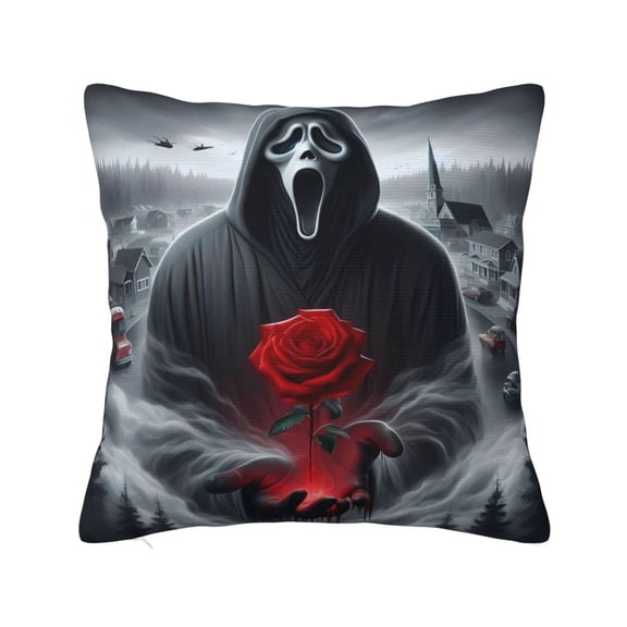 Ghost-face Pillow Covers, Soft Square Cushion Decorative Throw Pillow Covers For Living Room Couch Bed Sofa, Home Decor 12"X12"