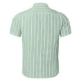 thumbnail image 4 of Hot days, bold styles YLSDY Men's Henley Shirt Half Buttoned Casual Vertical Striped Office Pullover Shirt Short Sleeve Henley Blouse Green L, 4 of 6
