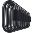 thumbnail image 1 of Paquete de 10 mosquetones resistentes en forma de D de color negro para conexiones seguras de cadena, 1 of 8