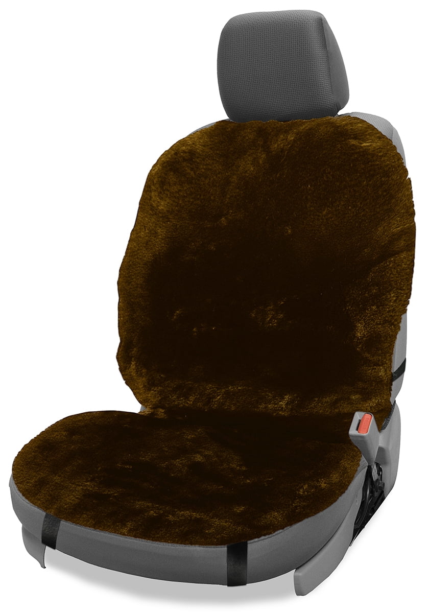 Universal Sheep Skin Seat Cushion W/O Headrest Cover Brown