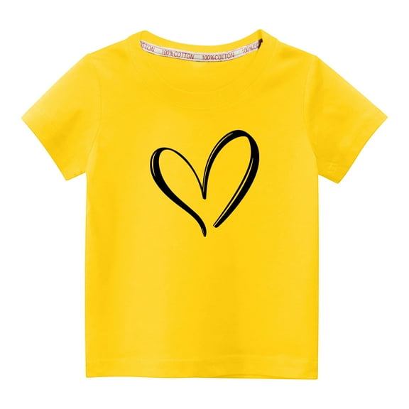 MeetoTime Toddler Kids Boys Girls Cotton T-shirt Cute Round Neck Valentine's Day Printed Tee Short Sleeve Tops