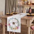 thumbnail image 2 of Table Runners 72 Inches Long Dress Scarves, Spring Daisy Farmhouse Kitchen Table Runner, Coffee Tablerunners, Pink Flowers Wreath Leaves Farmhouse White Wood 18x72 Inch, 2 of 9