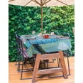 thumbnail image 3 of Outdoor Tablecloth with Umbrella Hole for Patio/Picnic/Party/Camping, Blue Owl Waterproof Table Cloth Rectangle Table Cover Washable, Watercolor Flower Bird on Branch 60"x 102", 3 of 7