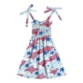 thumbnail image 4 of Linfrsh Girls Summer Dresses Patriotic 4th of July American Flag Dresses Flare Sleeveless Summer Round-Neck Dresses(Sky Blue,4-5 Years), 4 of 5