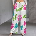 thumbnail image 2 of Dog Themed Fun Pattern Women's Casual Wide Leg Pants Comfort Pockets Elastic Waist Loose Fit Pants, 2 of 7