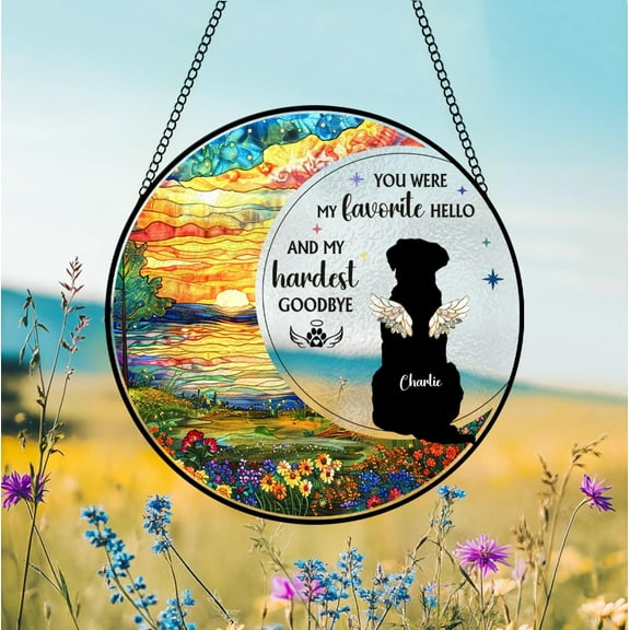 Personalized Dog Glass Suncatcher, Pet Memorial Gift, Dog Memorial Suncatcher, Loss of Dog Gift, Pet Loss Gift, Pet Remembrance Gift 1766994678 7038