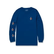 Volcom Men's Iconic Stone Long Sleeve T-shirt Blue Size Medium