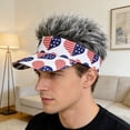 thumbnail image 5 of Mens Visor Cap Wig Adjustable Baseball Cap Golf Hats with Fake Hair, 5 of 5