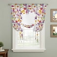 thumbnail image 2 of Purple Lavender Tie Up Curtains for Windows, Adjustable Balloon Window Shades, Watercolor Floral Daisy Botanical Spring Kitchen Window Treatments Farmhouse Short Curtains with Rod Pocket 42"x45", 2 of 8