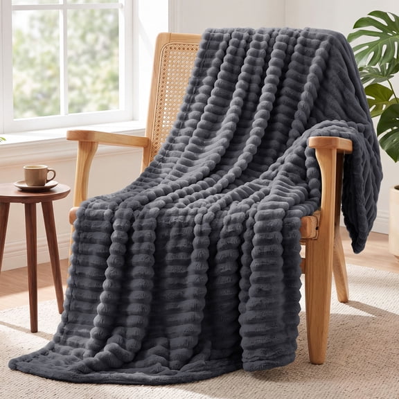 U by Bedsure Grey Fleece Throw Blanket for Couch - Super Soft Cozy Blankets for Women, Girls, Bed & Travel, 50x60 inches