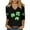 A-Black Tops for Women, variant on Qzwdhjm 3/4 Length Sleeve Womens Tops Solid Color Shamrock Print T Shirts Summer V Neck Blouses Green XXXL
