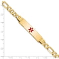 thumbnail image 4 of 14k Yellow Gold Bracelet Medical Figaro Women's 10.5 mm 7 in Red Enamel Flat Link ID, 4 of 5