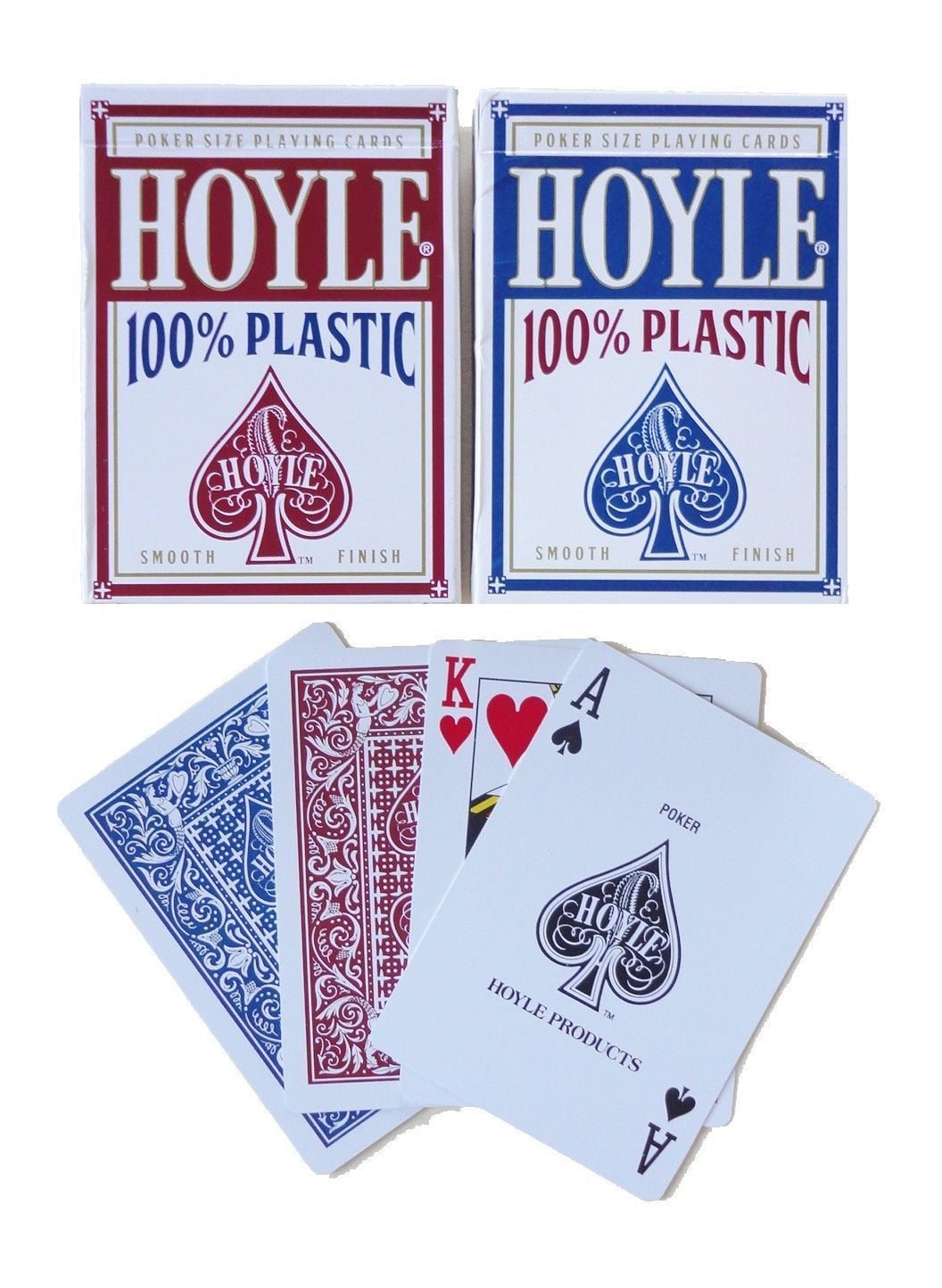 Hoyle RED Poker Sized 100% Plastic Playing Cards 