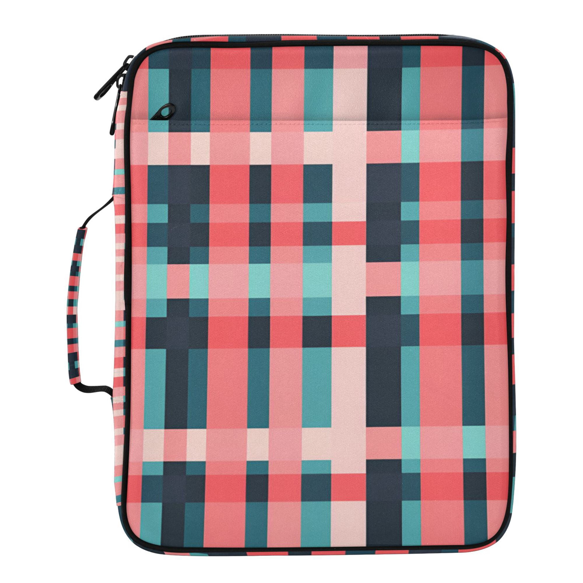 FORMRS Accordion File Folder A4 Size 7-Pocket Expanding Document Organizer Bag with 3 Ring Binder, Red Teal Stripes