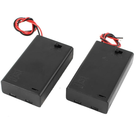 Unique Bargains 2 Pcs 3 x AAA 4.5V Batteries Battery Holder Case Box Wired ON/OFF Switch w Cover
