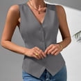 thumbnail image 2 of JGGSPWM Women's Sleeveless Blazer Vest V Neck Slim Fit Formal Waistcoat Button Down Business Casual Office Work Gilet Tops Gray XL, 2 of 6
