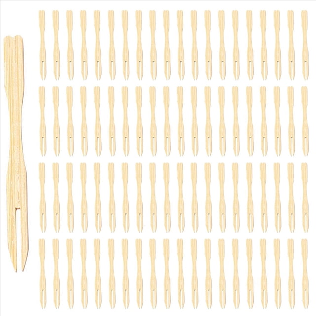 1000 Tenedores de Aperitivos de Bambú, Mini Tenedores de Bambú de 3,5 Pulgadas, Tenedores de Madera Desechables, Palillos Pequeños para Alimentos con Frutas