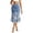 Blue, variant on Women Boho Floral Print Patchwork Denim Midi Skirt High Waist Raw Fray Hem Flared Vacation Casual Bottom 1PC S-XL