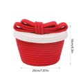 thumbnail image 2 of Christmas Red Woven Storage Basket Hand Woven Rope Bow Handle Candy Apples Snack Sundries Storage Box Holiday Desktop Decoration, 2 of 5