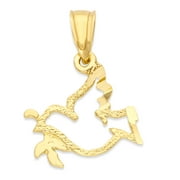 10k Gold Dove Pendant for Necklace, Faith Jewelry for Her
