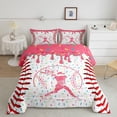 thumbnail image 2 of Erosebridal Pink Dripping Baseball Stitch & Batter Silhouette Graphic Full Size Comforter Sets 3 Pieces, Baseball Graphic Bedding Sets for Girls Kids,Lightweight Room Decor, 2 of 4
